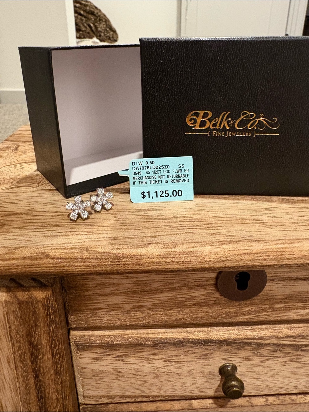 Belk - Sterling Silver Diamond 1/2 CT Flower Stud Earrings